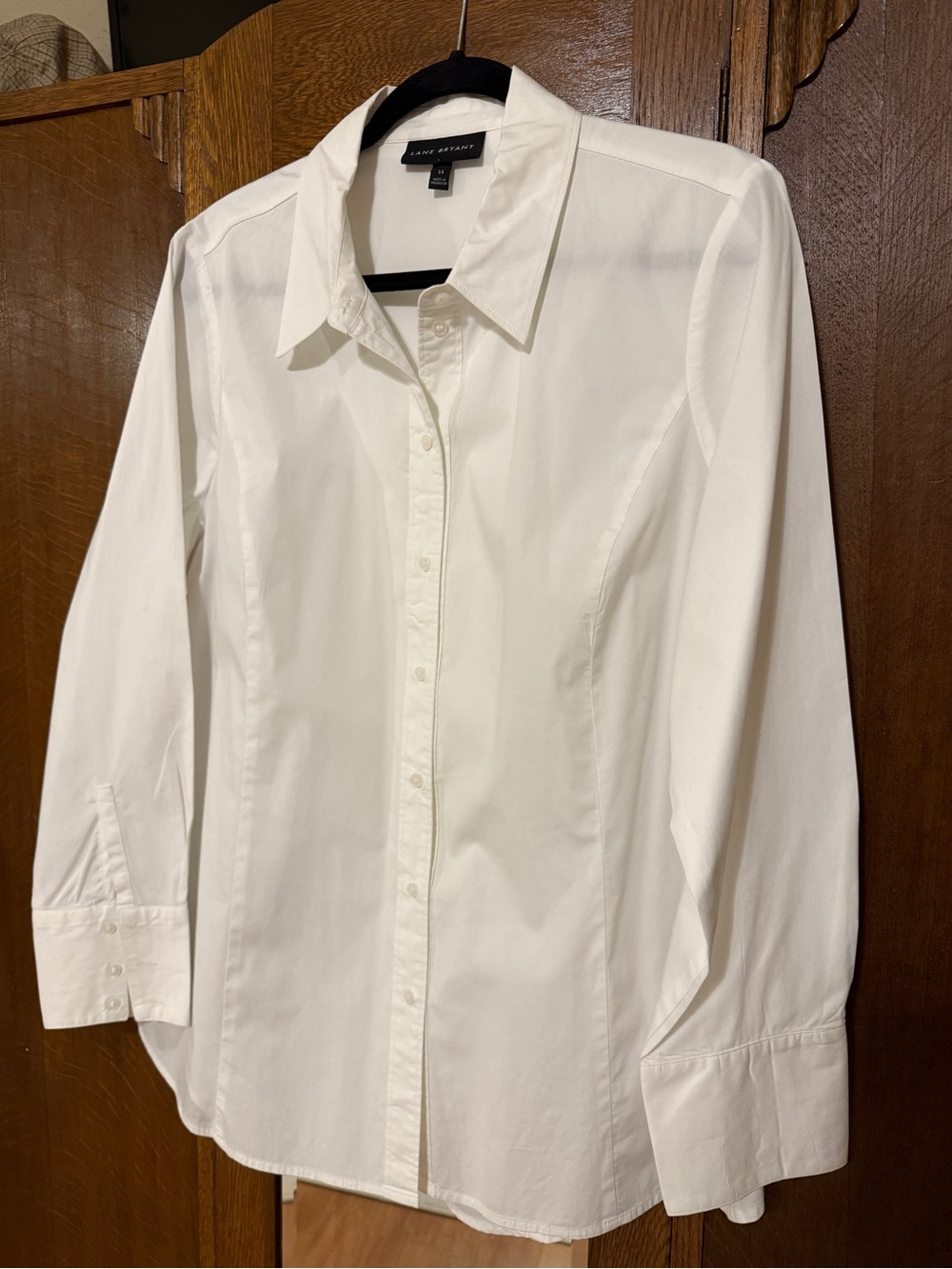 Lane Bryant White Classic Button-Down Shirt, 14